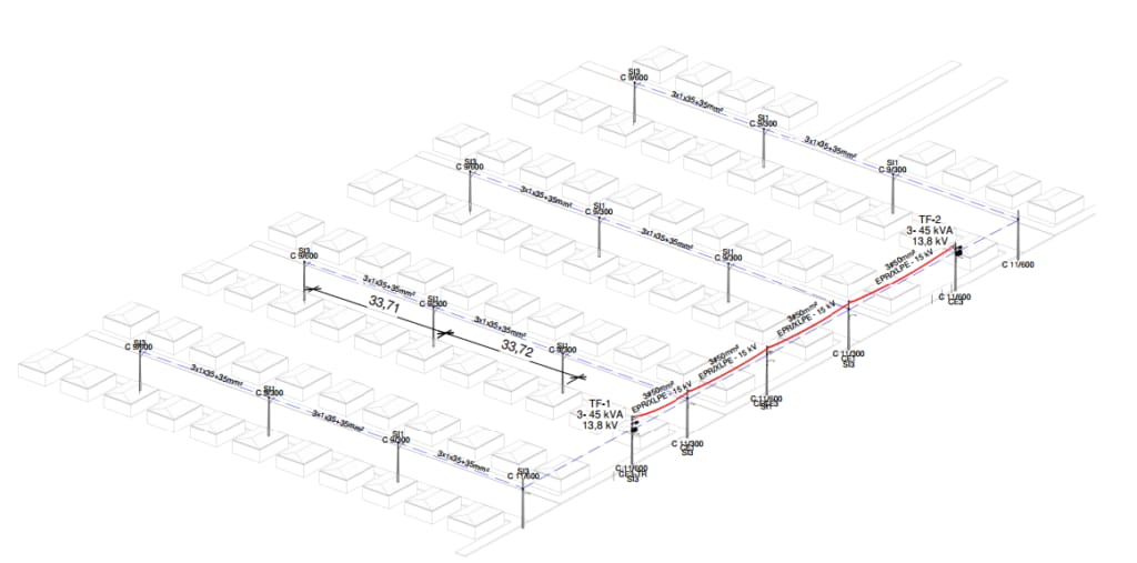 Projeto de Rede de energia para loteamento